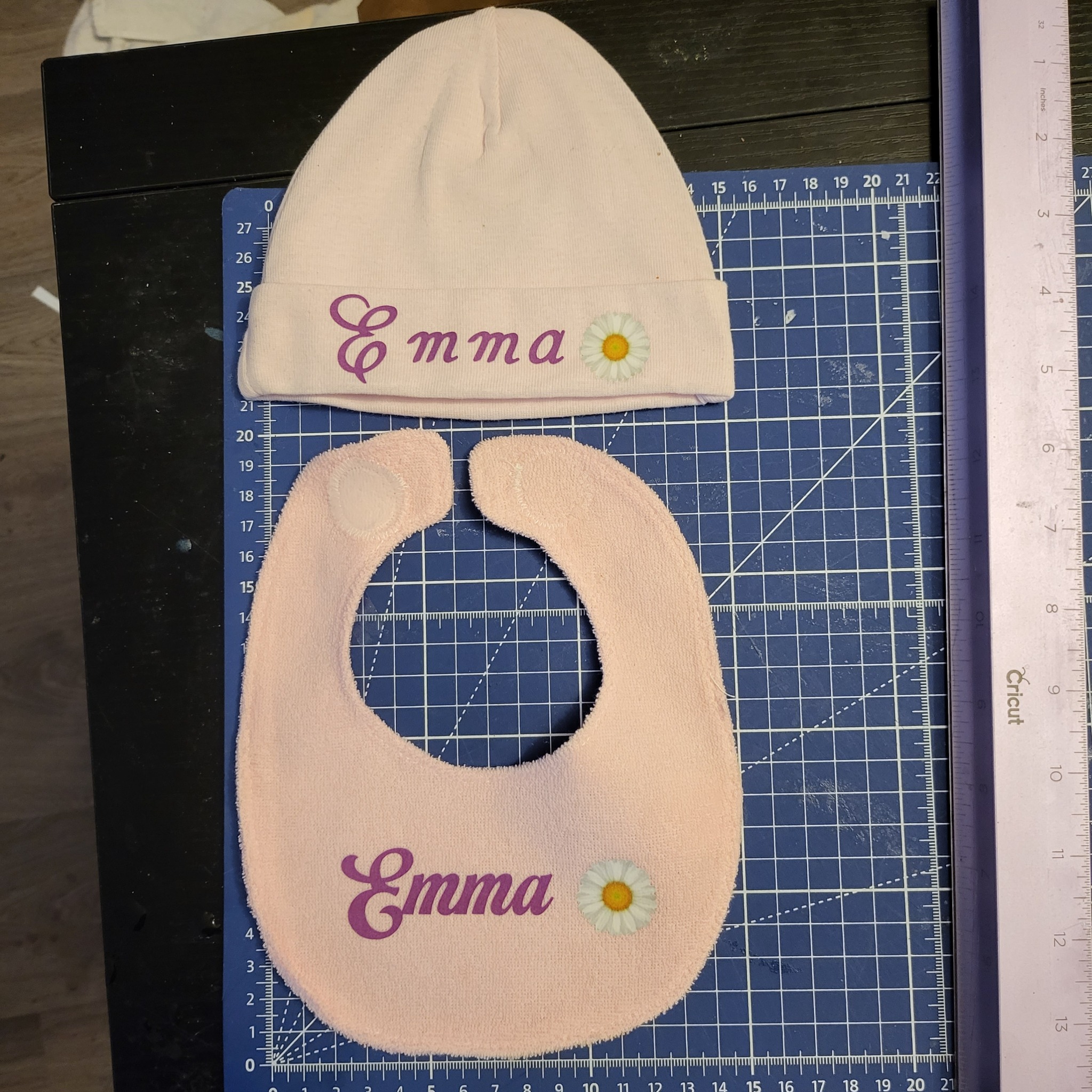 Personalized baby hat and bib